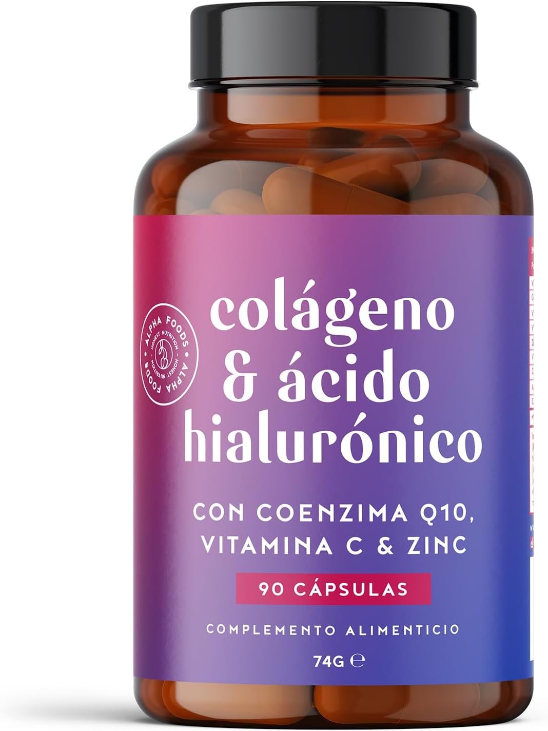 Alpha Foods – Colágeno + Ácido Hialurónico + CoQ10 (90 cápsulas)