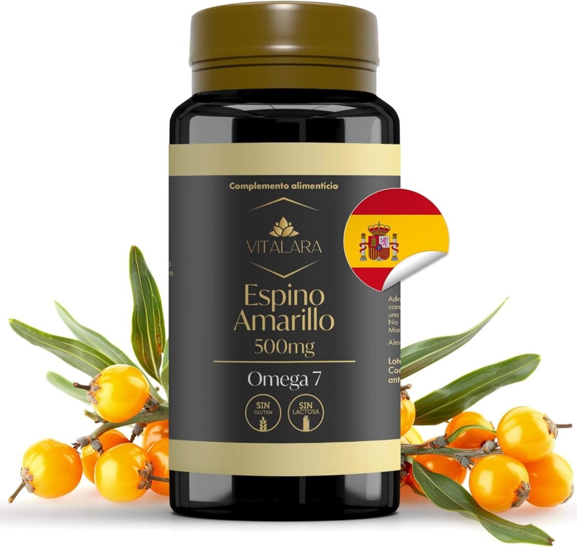 VITALARA Omega‑7 Espino Amarillo | Aceite de sea buckthorn 500 mg (110 cápsulas)
