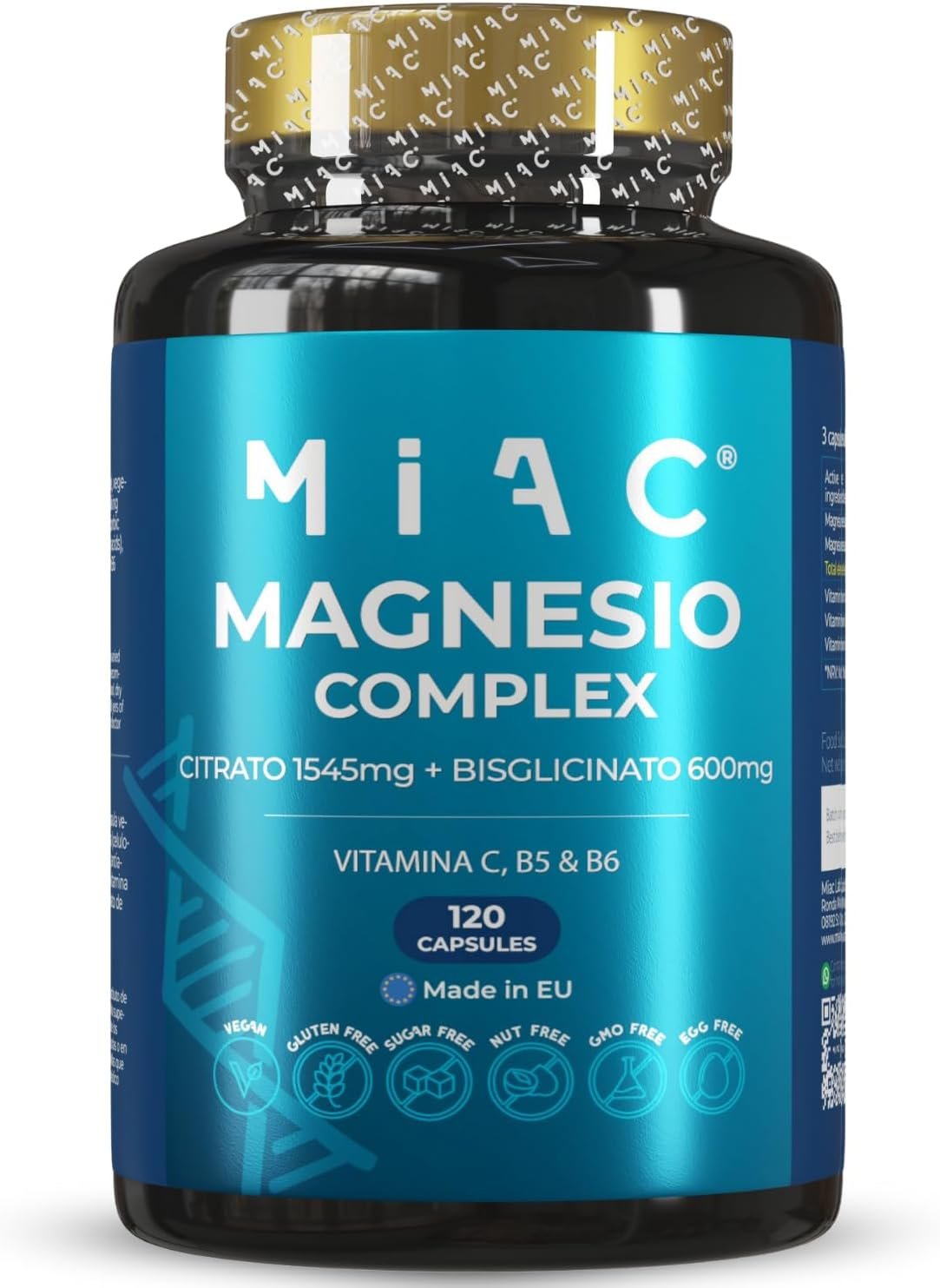 Magnesium Complex MIAC — Citrato + Bisglicinato de Magnesio: Alivio de la fatiga muscular y mejora del sueño